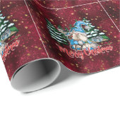 Weihnachtsgnome Reindeer Burgundy Rote Stars Geschenkpapier (Rolleneckpunkt)