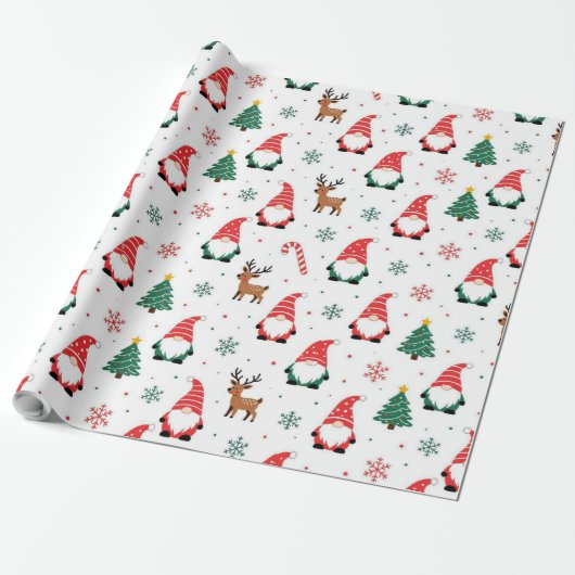 Weihnachtsgnome Reindeer Pattern Geschenkpapier (Ungerollt)