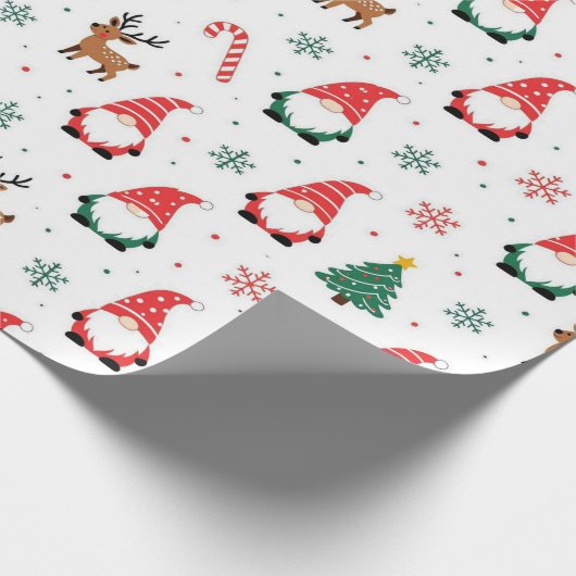 Weihnachtsgnome Reindeer Pattern Geschenkpapier (Ecke)