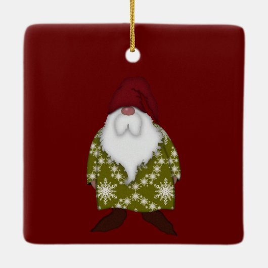 Weihnachtsgnome | Schneeflocken | Geschenk Keramikornament (Rückseite)