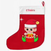 Weihnachtsgnome und Geschenkboxen in Rot Großer Weihnachtsstrumpf (Rückseite)