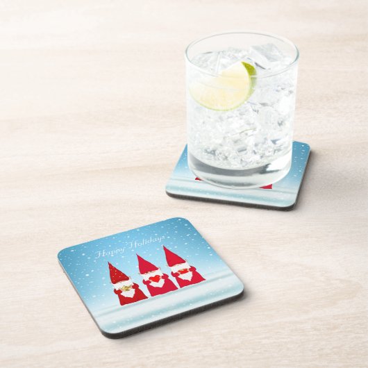 Weihnachtsgnomen auf Light Blue Getränkeuntersetzer (Rechte Seite)