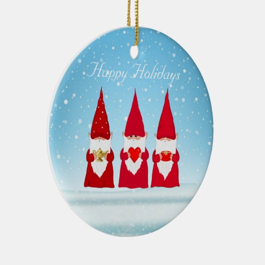Weihnachtsgnomen auf Light Blue Keramik Ornament (Rechts)