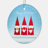 Weihnachtsgnomen auf Light Blue Keramik Ornament (Links)