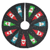 Weihnachtsgnomen auf Schwarz Polyester Weihnachtsbaumdecke (Vorderseite)