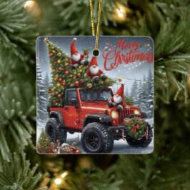 Weihnachtsgnomen außerhalb der Straße Keramikornament