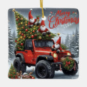 Weihnachtsgnomen außerhalb der Straße Keramikornament (Vorderseite)