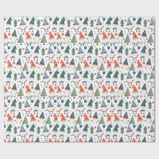 Weihnachtsgnomen Bäume Candy Canes Holiday Geschenkpapier (Flach)