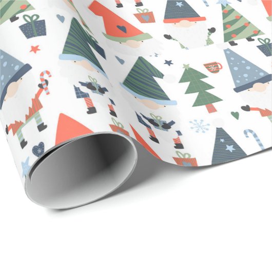 Weihnachtsgnomen Bäume Candy Canes Holiday Geschenkpapier (Rolleneckpunkt)