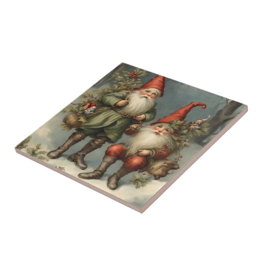 Weihnachtsgnomen der Märchen im Winterwald Fliese (Seite)