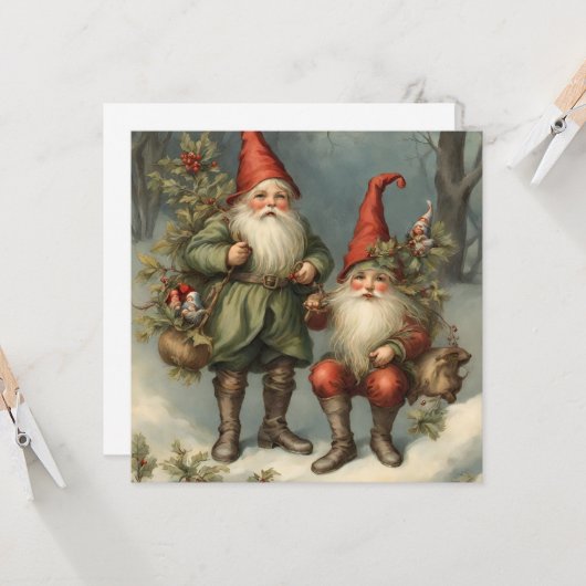 Weihnachtsgnomen der Märchen im Winterwald Karte (Vorderseite/Rückseite Beispiel)