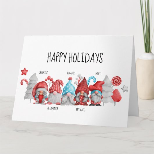Weihnachtsgnomen geklappte Grußkarte Karte (Vorderseite)