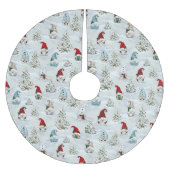 Weihnachtsgnomen im Schnee Wasserfarbener Urlaub Polyester Weihnachtsbaumdecke (Vorderseite)