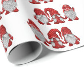 Weihnachtsgnomen in Red Watercolor Holiday Geschenkpapier (Rolleneckpunkt)