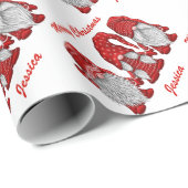 Weihnachtsgnomen in Red Watercolor Holiday Geschenkpapier (Rolleneckpunkt)