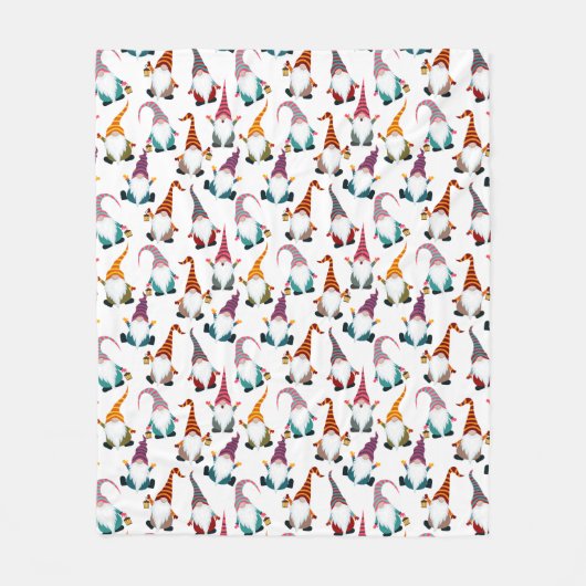 Weihnachtsgnomen mit Lantern Wasserfarbenurlaub Fleecedecke (Vorderseite)