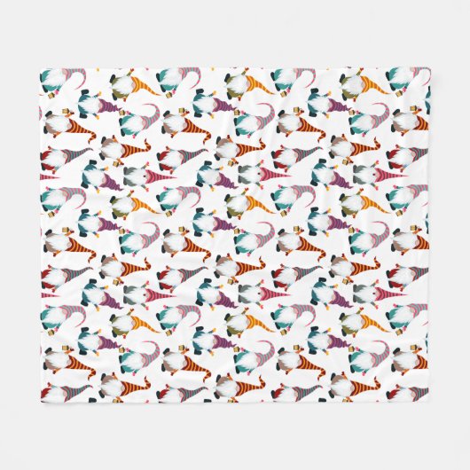 Weihnachtsgnomen mit Lantern Wasserfarbenurlaub Fleecedecke (Vorderseite (Horizontal))