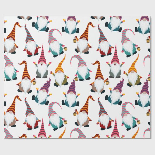 Weihnachtsgnomen mit Lantern Wasserfarbenurlaub Geschenkpapier (Flach)