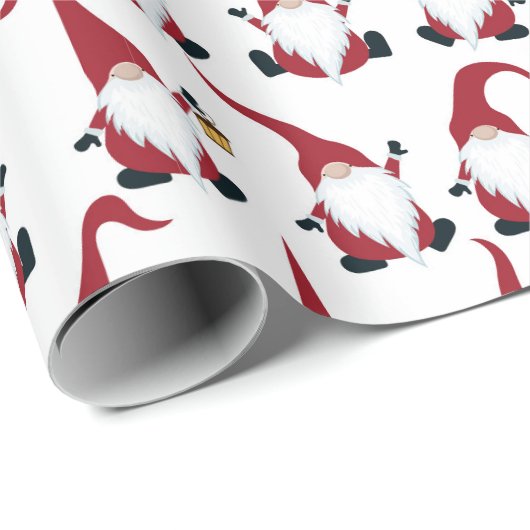 Weihnachtsgnomen mit Lantern Wasserfarbenurlaub Geschenkpapier (Rolleneckpunkt)