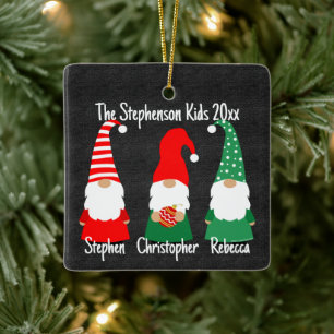 Weihnachtsgnomen Niedlich Familie 3 Kinder Urlaub Keramikornament