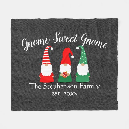 Weihnachtsgnomen Niedlich Holiday Custom Personali Fleecedecke (Vorderseite (Horizontal))