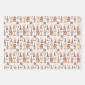 Weihnachtsgnomen Nordic Scandinavian Blue Yellow Geschenkpapier Set (Vorderseite)