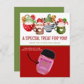 Weihnachtsgnomen, Personalisierte Kakao-Giftkarten Einladung (Vorne/Hinten)