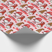 Weihnachtsgnomen Pink Geschenkpapier (Ecke)
