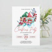 Weihnachtsgnomen & Poinsettia Einladung (Stehend Vorderseite)
