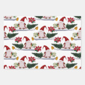 Weihnachtsgnomen, Poinsettia und Glocken Geschenkpapier Set (Vorderseite 3)