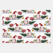 Weihnachtsgnomen, Poinsettia und Glocken Geschenkpapier Set (Vorderseite 2)