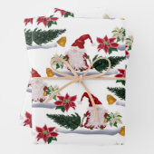 Weihnachtsgnomen, Poinsettia und Glocken Geschenkpapier Set (Beispiel)