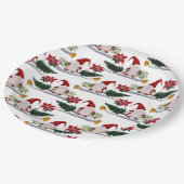 Weihnachtsgnomen, Poinsettia und Glocken Pappteller (Schrägansicht)