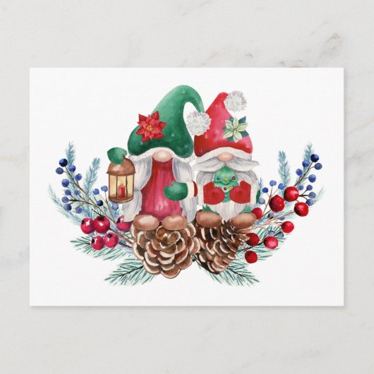 Weihnachtsgnomen Postkarte (Vorderseite)