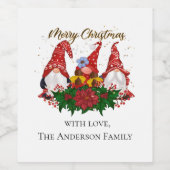 Weihnachtsgnomen Rot Grün Feierliche Trendy Weinetikett (Einzelnes Label)