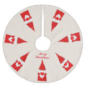 Weihnachtsgnomen & Schneeflocken auf Elfenbein Polyester Weihnachtsbaumdecke (Vorderseite)