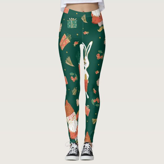 Weihnachtsgnomen, Sonntagsmuster. Leggings (Vorderseite)