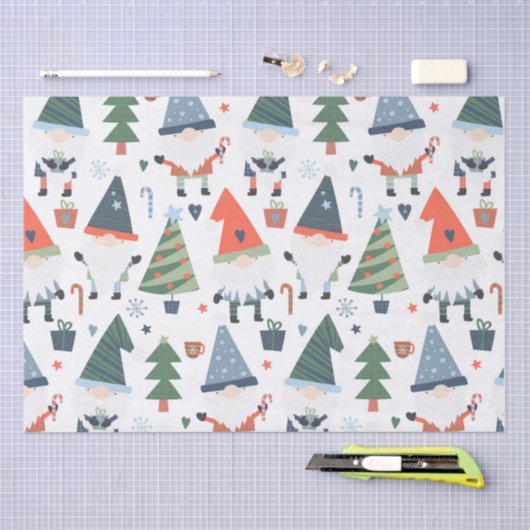 Weihnachtsgnomen Trees Candy Canes Seidenpapier (Handwerk)