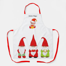 Weihnachtsgnomen und Niedlicher Elf auf Weiß Schürze