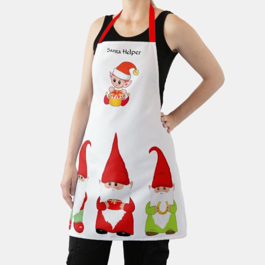 Weihnachtsgnomen und Niedlicher Elf auf Weiß Schürze (InSitu)