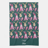 Weihnachtsgnomen und Rentiere mit Handschuhen Geschirrtuch (Vertikal)