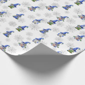 Weihnachtsgnomen und Schneeflocken Geschenkpapier (Ecke)