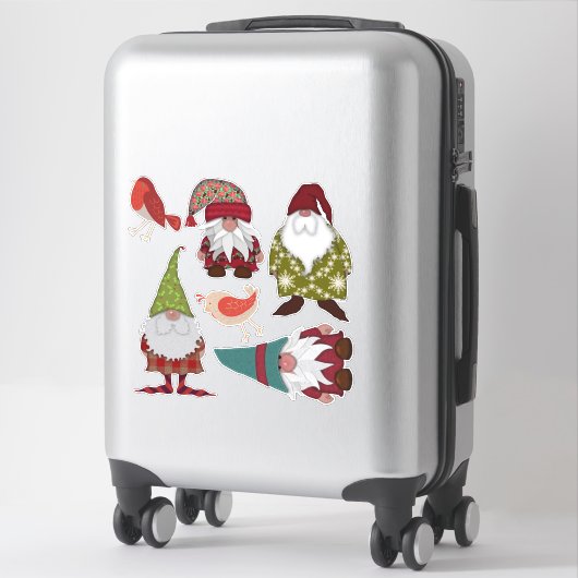 Weihnachtsgnomen Vögel Aufkleber (Koffer)