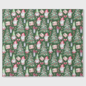 Weihnachtsgnomen, Weihnachtsbäume Geschenkpapier (Flach)