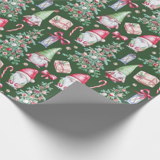 Weihnachtsgnomen, Weihnachtsbäume Geschenkpapier (Ecke)