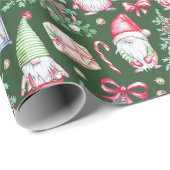 Weihnachtsgnomen, Weihnachtsbäume Geschenkpapier (Rolleneckpunkt)