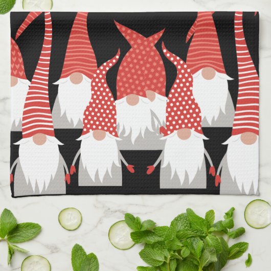 Weihnachtsgnomen Weihnachtselfen Niedlichen Saison Geschirrtuch (Gefaltet)