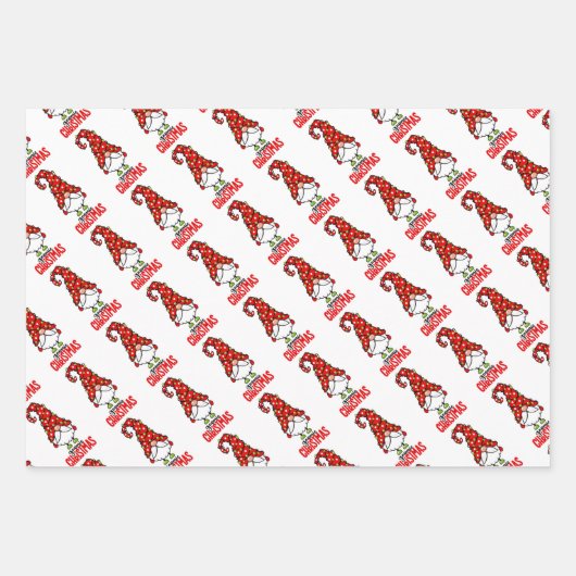 Weihnachtsgnomen Wrapping Paper Sheets Geschenkpapier Set (Vorderseite)