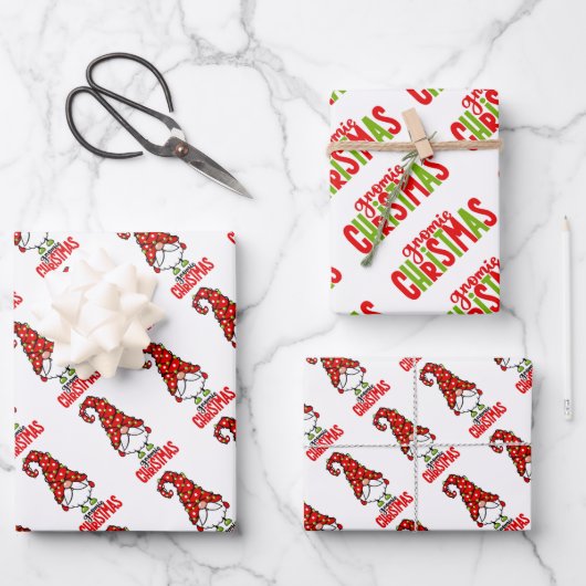 Weihnachtsgnomen Wrapping Paper Sheets Geschenkpapier Set (Vorderseite)