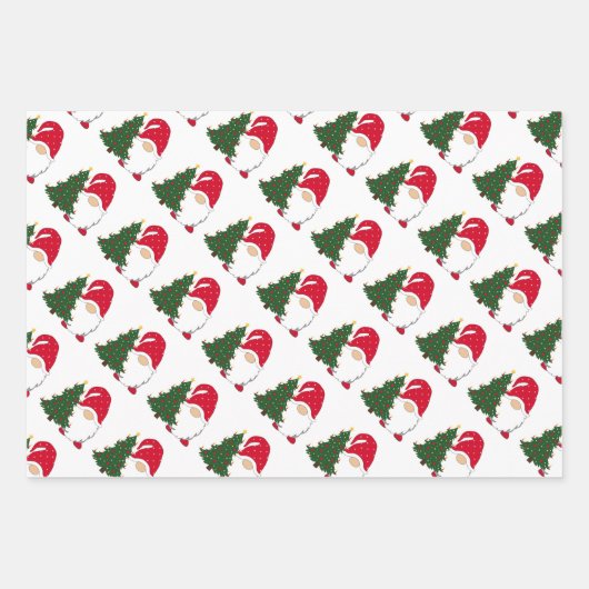 Weihnachtsgnomen Wrapping Paper Sheets Geschenkpapier Set (Vorderseite)